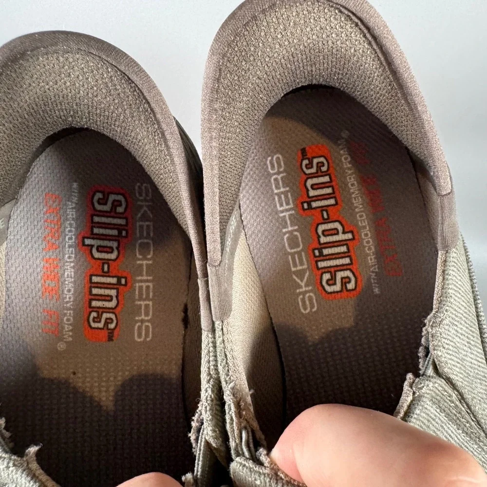 Skechers‎ Slip-ins Relaxed Fit Parson Oswin Khaki Canvas Loafers Mens 7 Wide
